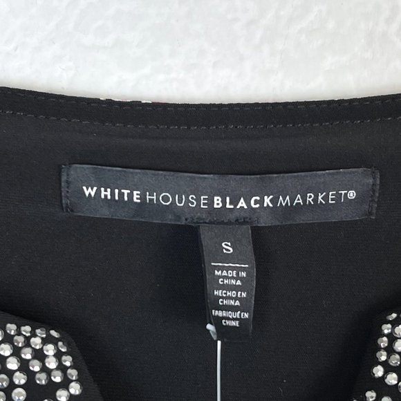 WHBM Pleated Hem Floral Knit Shift Black Dress - Picture 10 of 12